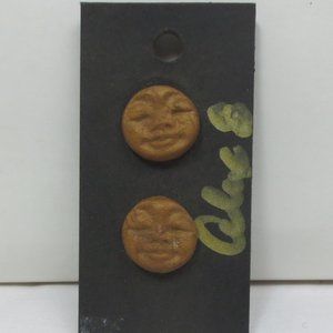 New Hand Crafted Mystical Face Stud Clay Earrings
